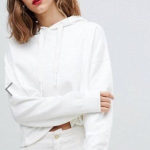 White Cropped Hoodie